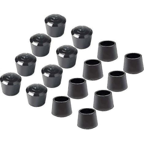 Lot de 16 embouts de protection pour pieds de chaise, en caoutchouc, diamètre intérieur : 22 mm (7/8 pouce), noirs (1/5)
