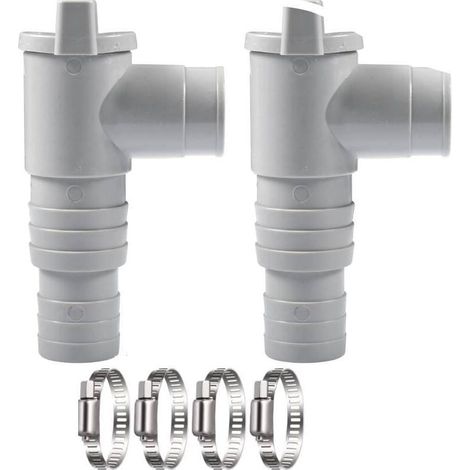 2pcs Pool Shut-off Valve, 32mm Shut-off Valve, 32mm Pool Tap with 4 Hose Clamps, Piston Pool Parts, MUMU Maintenance Accessories (1/4)