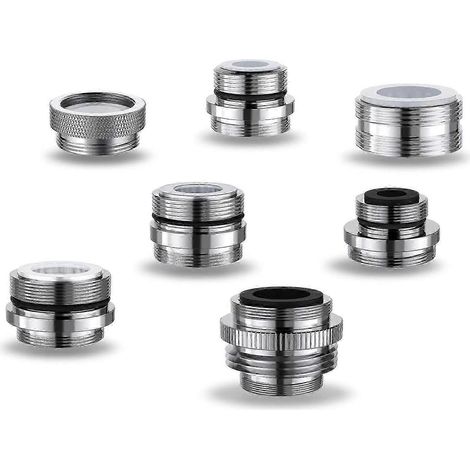 Lot de 7 adaptateurs pour tuyau de robinet de différentes tailles, en laiton massif, compatibles avec les aérateurs d'évier amovibles. (1/5)