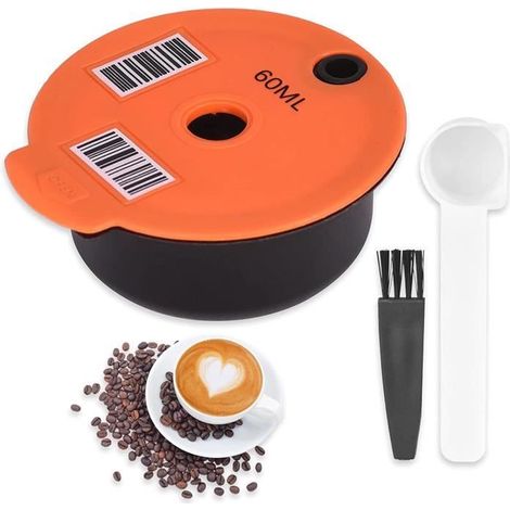 Café Capsules pour Bosch, 60ml Rechargeablesde Café Dosettes de Filtre pour Bosch-s Tassimo avec Brosse de Nettoyage cuillère [905] (1/4)