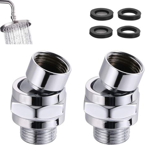 Lntyq 2 Pièces Douche Adaptateur Pivotant RéGlable, Rotule Pommeau de Douche, Rotule Pivotante en Laiton Réglable, Universelle G1/2 Chrome, pour Connecter des Pommes de Douche et des Conduites D'eau