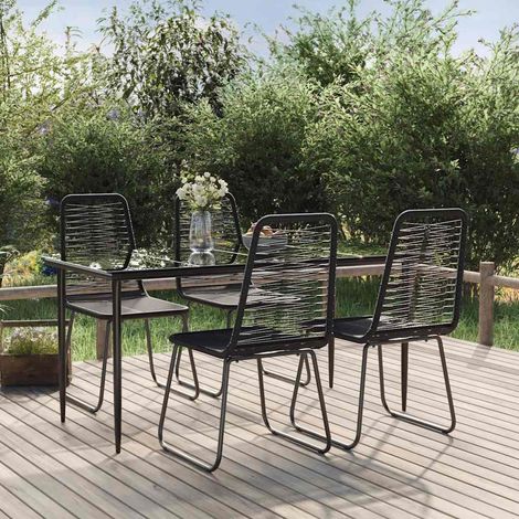 Salon de jardin 5 pcs - Mobilier de jardin - Ensemble Table à manger + 4 chaises Noir Chic-667245 (1/5)