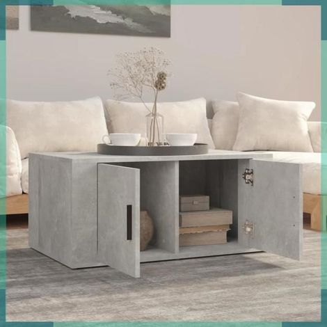 Table basse - 816516 - Gris béton - Bois d'ingénierie - 80 x 50 x 36 cm (1/5)