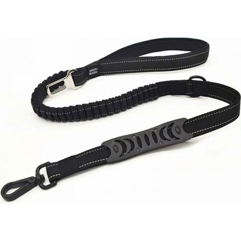 Laisse Chien Anti Traction Laisse de Sécurité Voiture pour Chien Petit Moyen Gros en Nylon Solide Réfléchissante(110CM Noir) (1/5)