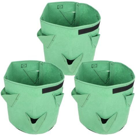 Sacs De Culture De Fraises Vert Pâle 7 Gallons 6 Ouvertures Pour Fleurs Et Légumes Intérieur Extérieur 3 Pièces Set Taille Moyenne 30X35CM 26L (1/5)