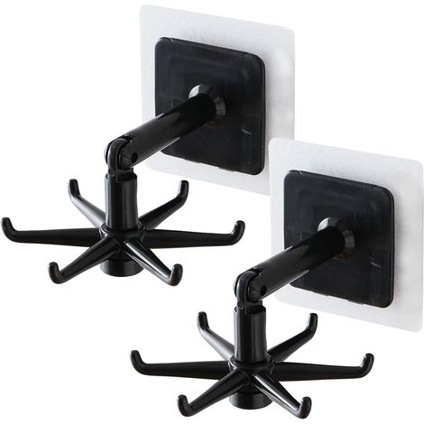 Support de crochet à ventouse pivotant à 360° - Noir - 2 pièces (1/5)