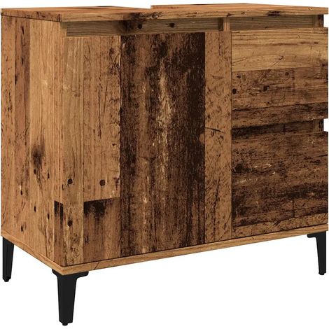 Armoire lavabo design pratique salle de bain 65 x 33 x 60 cm finition mate en bois d'ingénierie vieux bois