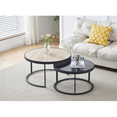 Lot de 2 tables basses rondes gigognes amerio (1/4)