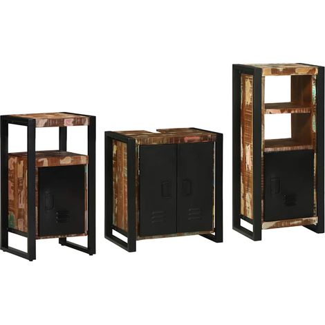 Ensemble de mobilier de salle de bain 3 pcs Bois Recyclé Solide
