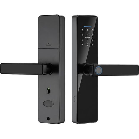 Smart Lock Serrure de porte à empreinte digitale avec écran tactile et déverrouillage du code de passe Noir (1/5)