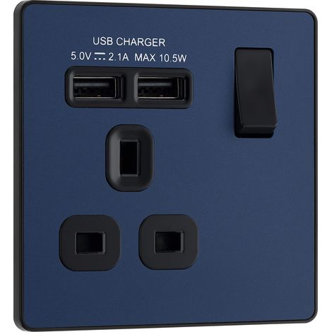 Prise de courant à interrupteur unique + 2 ports de charge USB (1/5)