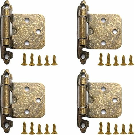 Lot de 4 charnières à fermeture automatique, charnières à 270 degrés, charnières de porte de meuble chromées polies, charnières de porte de placard de cuisine avec vis (bronze) (1/5)