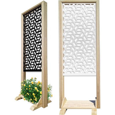 ROMBO - Paravent modulable - 70x190 cm - en bois et PVC - Couleur : blanc