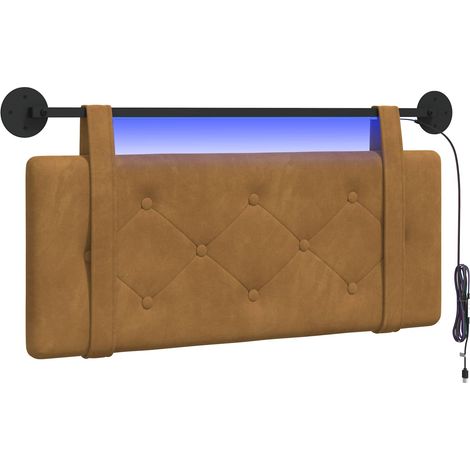Testiera  Testata del letto sospesa Con luce LED Marrone Velluto (1/5)
