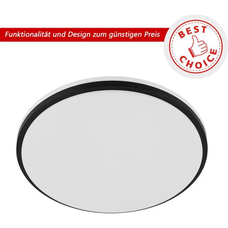 EGLO LED Deckenleuchte Marunella,Wandlampe Ø 34 cm in Stufen dimmbar, Deckenlampe aus Stahl in Schwarz und Kunststoff in Weiß, Wohnzimmerlampe neutralweiß (1/3)