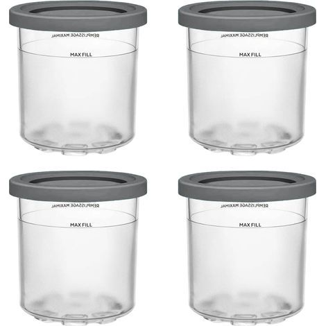 4Pièces de rechange pour pots de crème glacée individuels, adaptées pourNinjamachine à glace, couvercle gris clair (1/5)