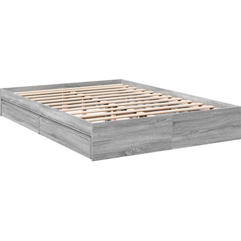 Bettgestell mit Schubladen Sonoma Grau 160x200 cm aus Holzwerkstoff