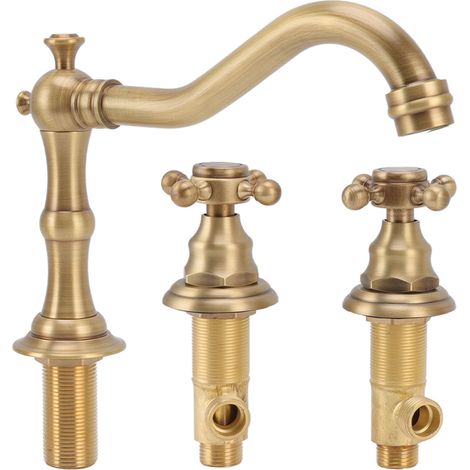 Rubinetto a doppia maniglia – 3 fori – resistente alla corrosione – a tenuta stagna – per bagno domestico – robusto