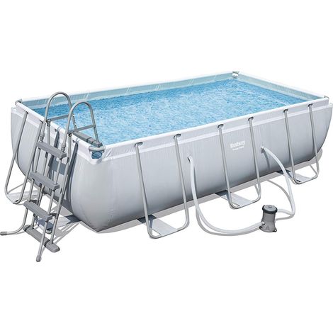 Bestway 56441 piscina con telaio fuori terra rettangolare Power Steel 404x201x100 cm con pompa filtro a cartuccia