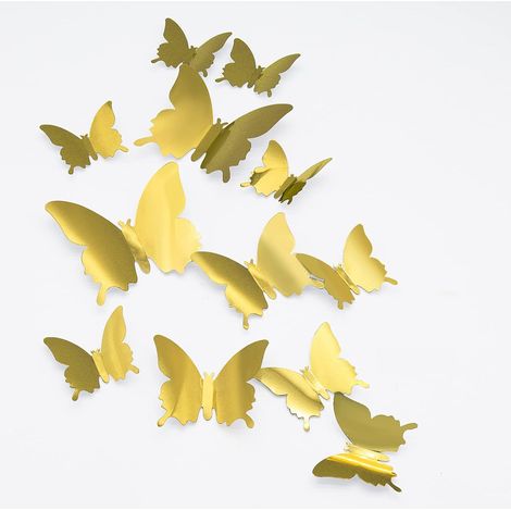 Papillon 3d - Autocollant Mural Pvc Détachable - Décoration Intérieure Salon Chambre Enfant - Lot De 24 Pièces (1/5)