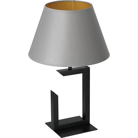 Lampe de table noire abat-jour gris or 45 cm E27 Luminex