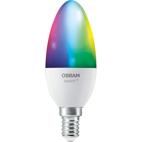 Ampoule LED OSRAM SMART+ B40 RGBW E14, pack de 3, forme de bougie classique, changement de couleur, blanc réglable, commande vocale et par application