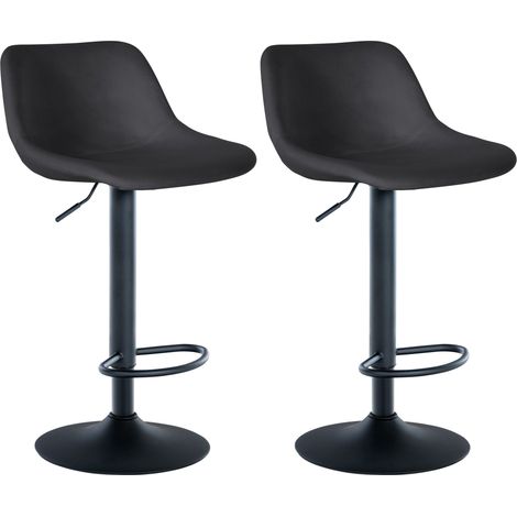 Set di 2 sgabelli da bar girevoli a 360° in velluto nero con gambe a tromba in metallo nero 100006631