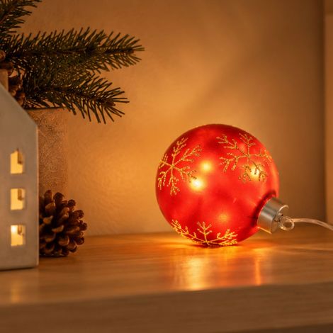 Rote LED-Weihnachtskristallkugel mit Sternen (1/2)