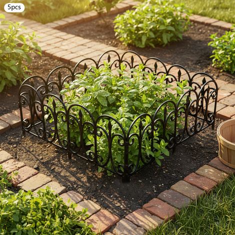 Valla decorativa para jardín, valla negra para jardín, valla de plástico para jardín (1/5)