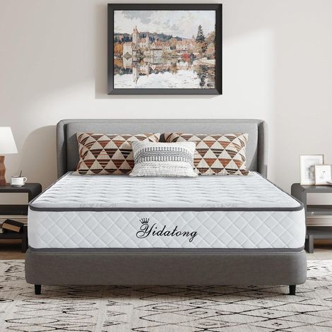 YIDATONG Matelas 140x190 cm - Très Épais 28 cm - Mousse à mémoire de Forme + Ressorts - Matelas de Lit d'Adulte - Confort 7 Zone - Ergonomique - Isolation du Mouvement - Mi-Ferme - Soutien Parfait (1/5)
