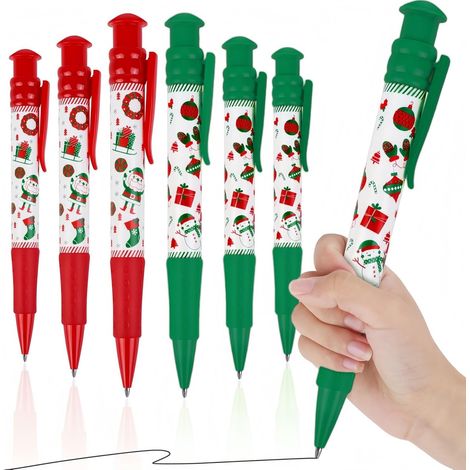 24 penne a sfera giganti natalizie, penna a sfera grande da 19 cm, penna retrattile gigante, simpatico design a cartone animato per Natale, feste, studenti, bambini, regali, sacchetti regalo, riempiti