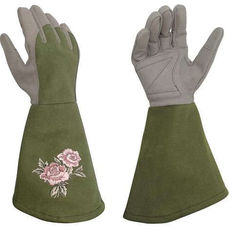 Gants de jardinage pour enfants, gants pour roses pour enfants de 3 à 8 ans, gants d'arbustes en cuir synthétique avec protection complète contre les épines, gants de travail longs pour le (1/5)