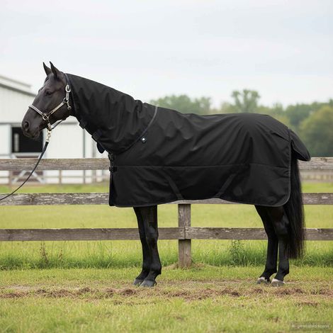 Pferdedecke Dunkelgrün und Schwarz 135 cm Polyester