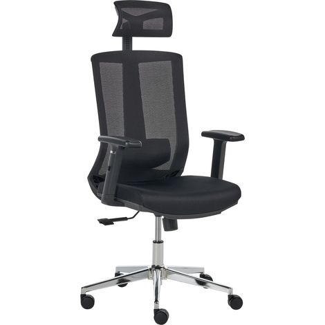 Office Chair Black Fabric Mesh Adjustable Backrest Armrests Modern Design Home Office ENSO (1/5)
