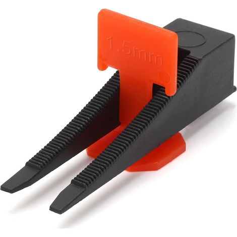 Système de nivellement de carrelage 1,5 mm, kit de pose de carrelage de 400 pièces comprenant 100 cales et 300 languettes de traction, outil pour la pose de carrelage en pierre, mural (1/5)