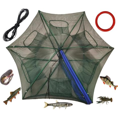 Cage Pliante Portable Pour Poissons Crevettes Écrevisses Avec Anneau Flottant Et Corde
