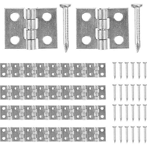 75 charnières pliantes à bascule, mini charnières pour boîtes à bijoux, charnières miniatures, petites charnières pratiques-1X0.8CM-Silver