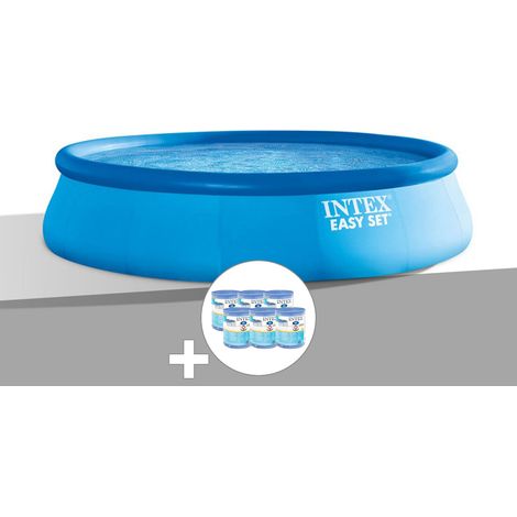 Intex – Piscine gonflable ronde Easy Set 4,57 x 1,22 m – Épurateur à cartouche 3,8 m³/h – Bâche de protection – Échelle de sécurité incluse