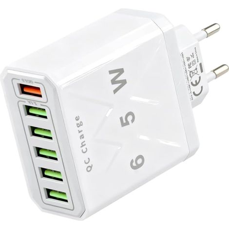 65-W-USB-Ladegerät mit mehreren Anschlüssen, QC 3.0 und USB 3.1, universelles Netzteil für Samsung Galaxy, iPhone 17/16/15/14/13/12/11/SE, iPad, Huawei Pixel, schnelles und sicheres Laden