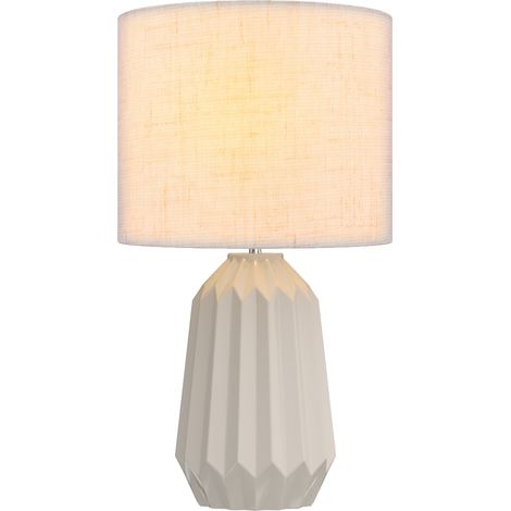 Lampe de table avec abat-jour en lin pliable 22 x 22 x 39 cm beige pour salon table, chevet lin, interrupteur bascule, bureau, (1/5)
