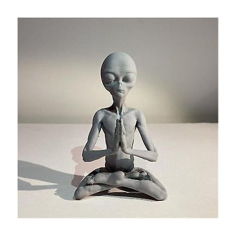 Stück meditierende Alien-Harzfigur (UFO, Innen- und Außendekoration, Gartenfigur, grau) (1/5)