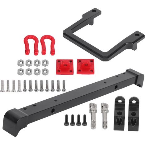 Pare-chocs avant et arrière en métal à l'échelle 1/10 avec boucle de sauvetage, accessoire RC compatible avec Mangniu MN90, MN90K, MN91, MN91K, MN45, MN45K, MN96, MN99, MN99S et MN40 (noir). (1/5)