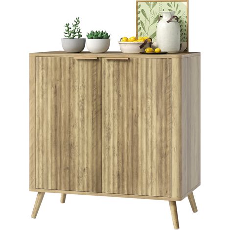 bois 77 x 40 x 81 cm, placard 2 portes, étagère réglable, Buffet salon aspect (1/5)