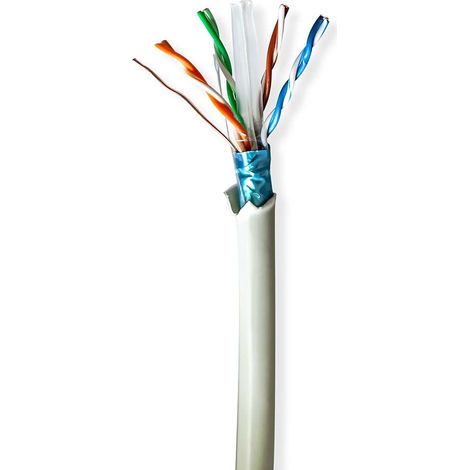 Rollo de cable de red cat6 fijo futp cobre desnudo 500 metros interior redondo lszh gris caja de regalo