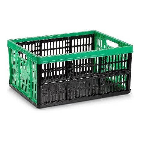 Caja plegable con asas plastico 32 Litros verde-negro (1/4)