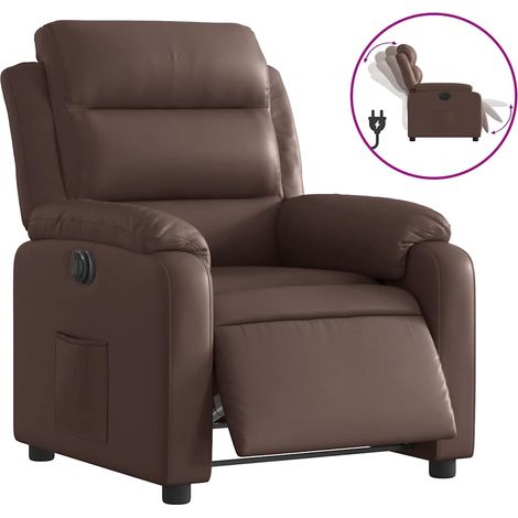 Fauteuil relax Fauteuil inclinable électrique Marron Similicuir