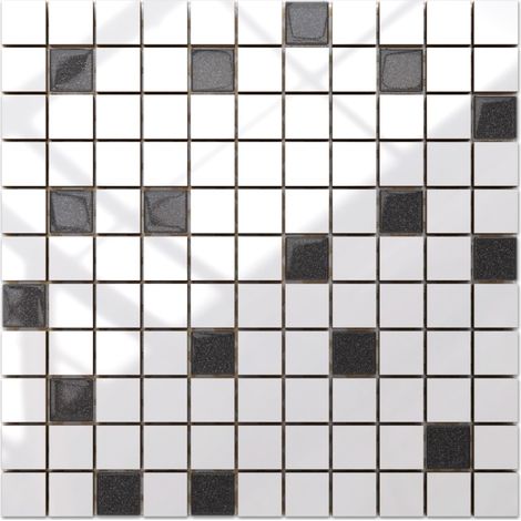 Ilcom mosaico in ceramica con inserti in vetro per bagno o cucina 30cm x 30cm - White graphite (1/4)