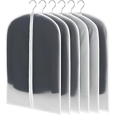 Housse Vetement Penderie Lot de 6 (60x100 cm) - Housses de Vêtements Transparentes et Solides avec Zip Renforcé, Anti-Poussière et Imperméable pour Costumes, Chemises et Manteaux (1/5)