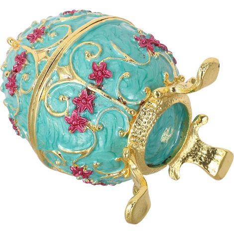 Vintage European Egg-Shaped Zinc Alloy Jewelry Box, Dual-Purpose Decorative Storage Box for Special Occasions such as Weddings and Easter (1/5)