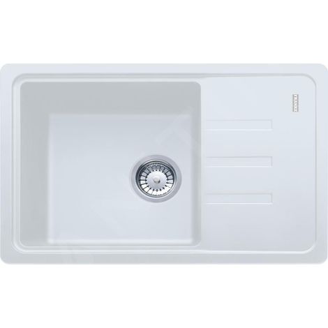 Franke – Évier en fragranit 1 bac 62x44 cm – Égouttoir réversible – Siphon compact 6/4" avec prise lave-vaisselle – Bonde à panier 3 1/2" (1/3)